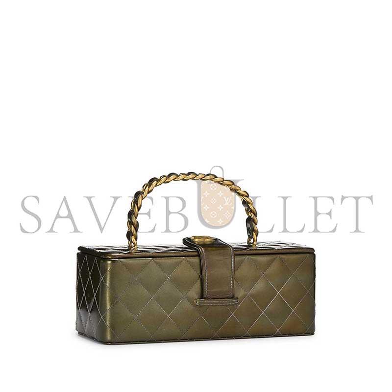 Ch**el green quilted leather vanity a2226 (22*10*8.5cm)